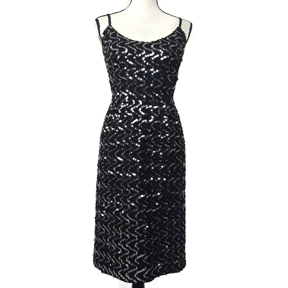 Vintage 60s St Martin Sequined Sheath Midi Dress